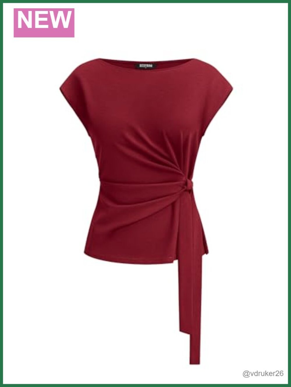Women's Cap Sleeve Crew Neck Blouse Tie Front Work Shirt